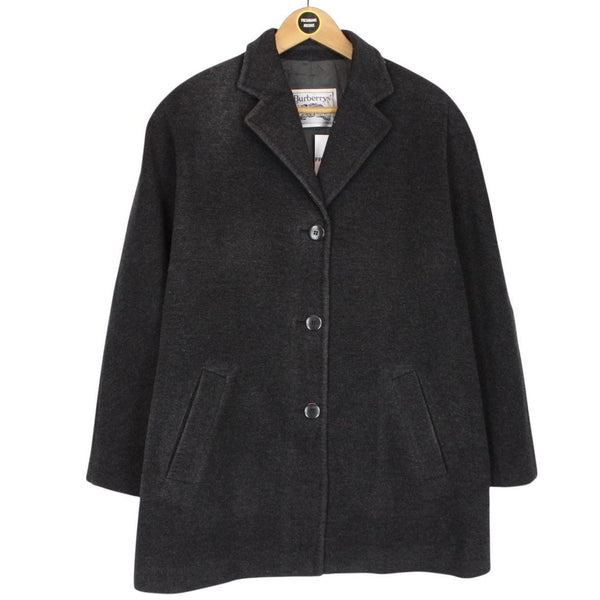 Vintage 90s Burberry Dark Grey Cashmere Wool Blend Coat