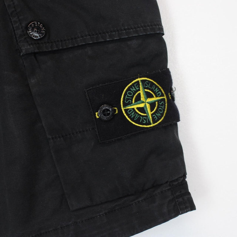 Stone Island 2022 Black Bermuda Cotton Cargo Shorts