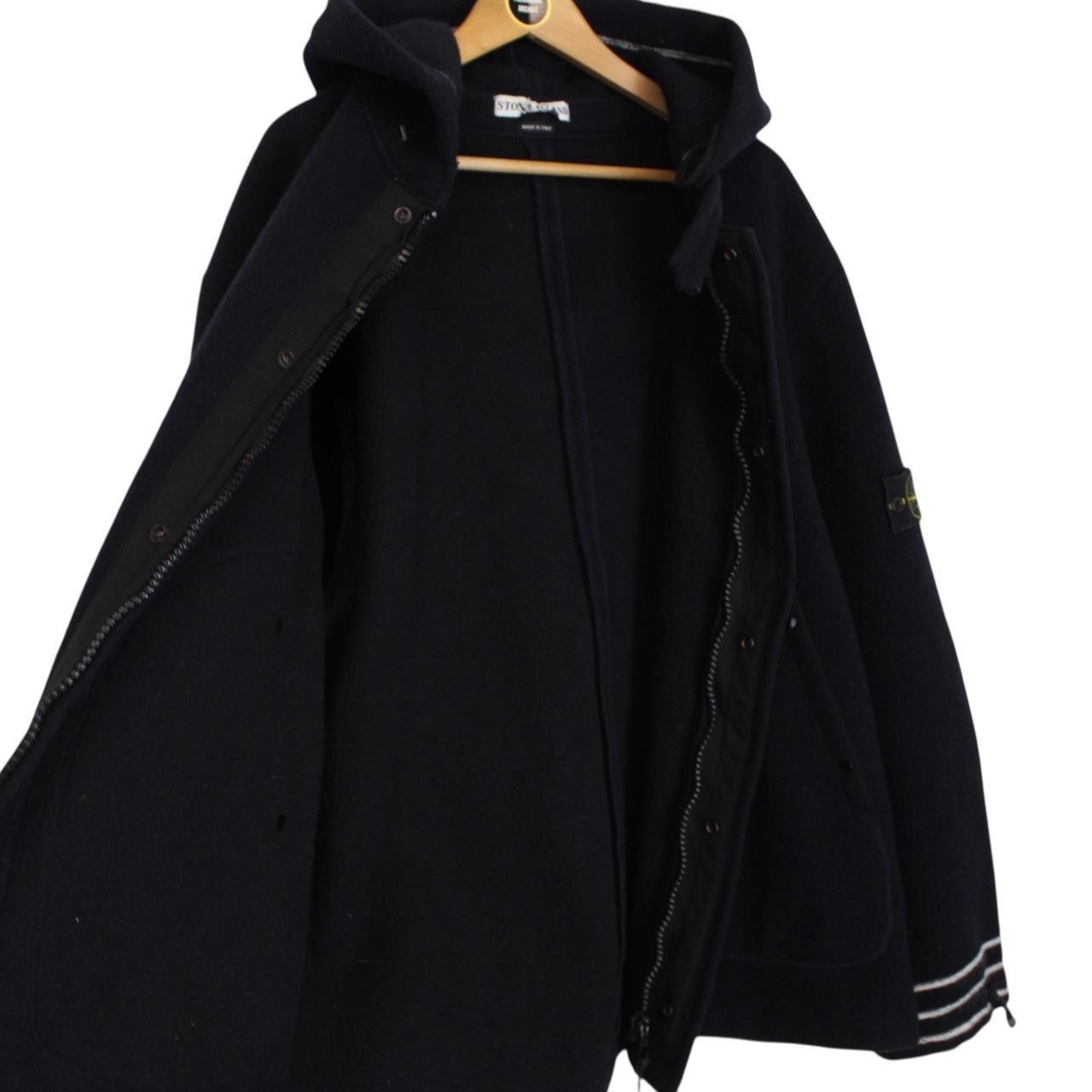 Vintage Stone Island AW 2003 Navy Blue Heavyweight Wool Blend Hooded Coat