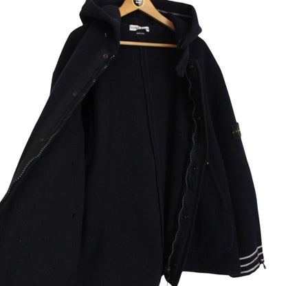 Vintage Stone Island AW 2003 Navy Blue Heavyweight Wool Blend Hooded Coat