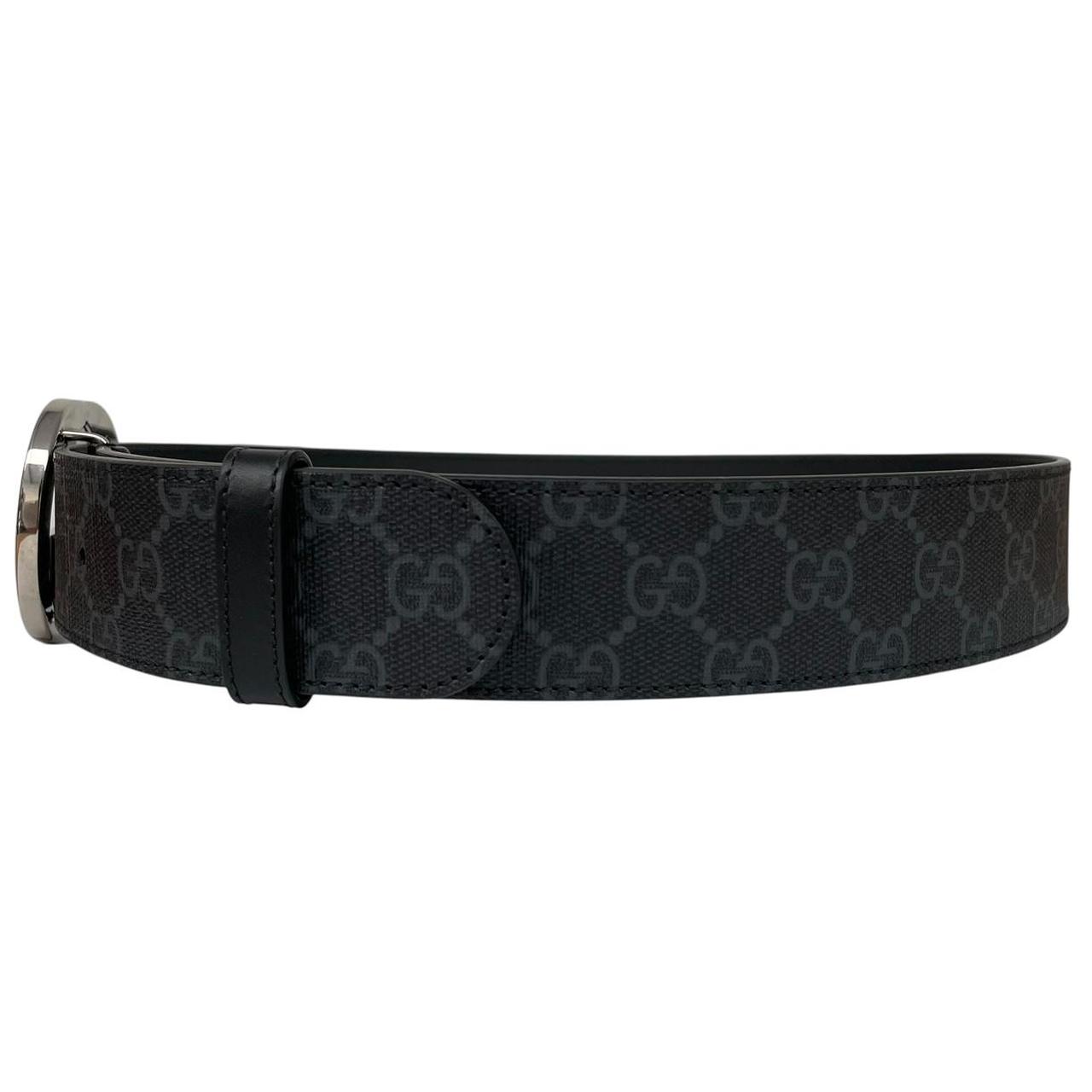 Gucci Black GG Supreme Monogram Canvas Belt with GG Buckle