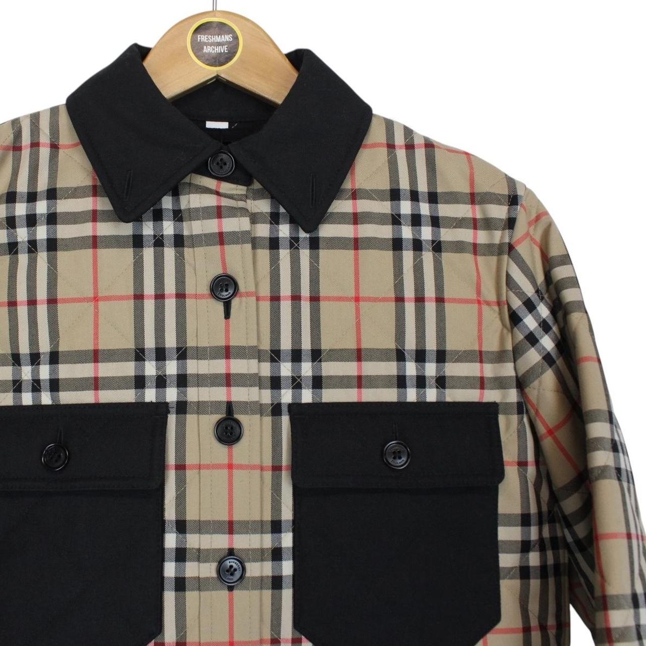 Burberry Crossford Tan Brown Nova Check Quilted Wool Flannel Shirt Jacket