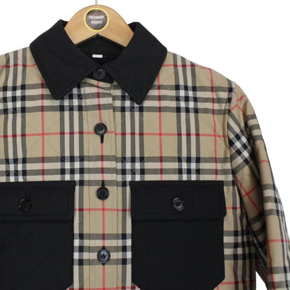 Burberry Crossford Tan Brown Nova Check Quilted Wool Flannel Shirt Jacket