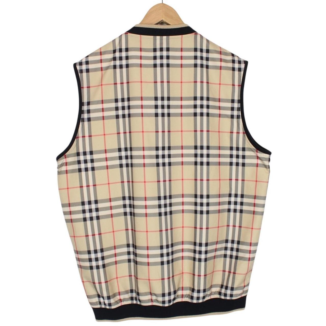 Vintage Burberry Golf Beige and Black Nova Check Pullover Vest Jacket