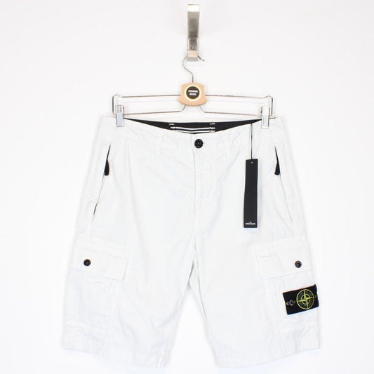 Stone Island SS 2022 White Bermuda Cotton Cargo Shorts