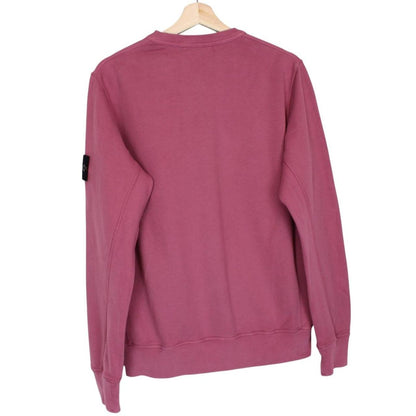 Stone Island mauve cotton sweatshirt with embroidered compass logo and ribbed cuffs.