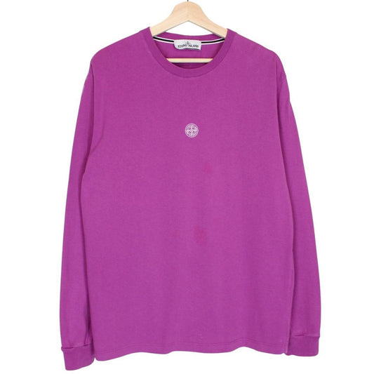 Stone Island Purple Long Sleeve Logo Print T-Shirt