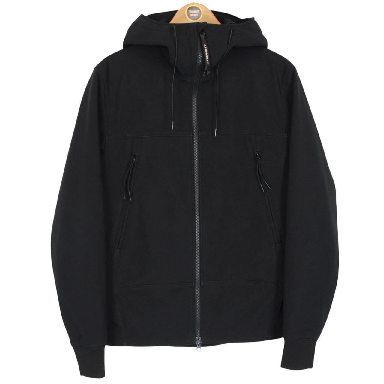 CP Company Black Full Zip Hooded Soft Shell Goggle Jacket