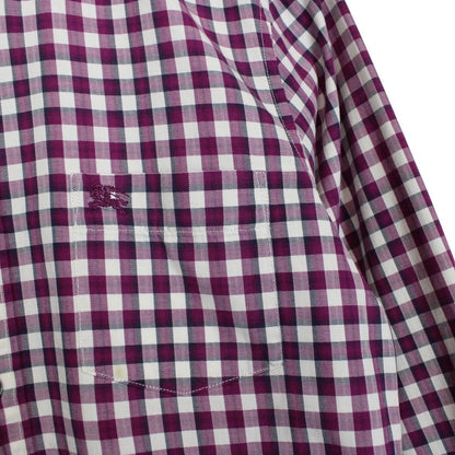 Burberry Brit Purple and White Check Long Sleeve Cotton Shirt
