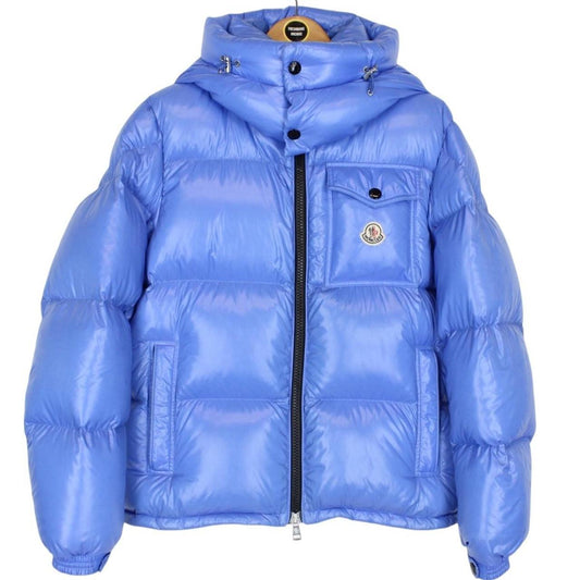 Moncler Montbeliard Baby Blue Full Zip Hooded Short Down Jacket