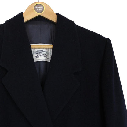 Vintage 80s Burberry Navy Blue Virgin Wool Coat