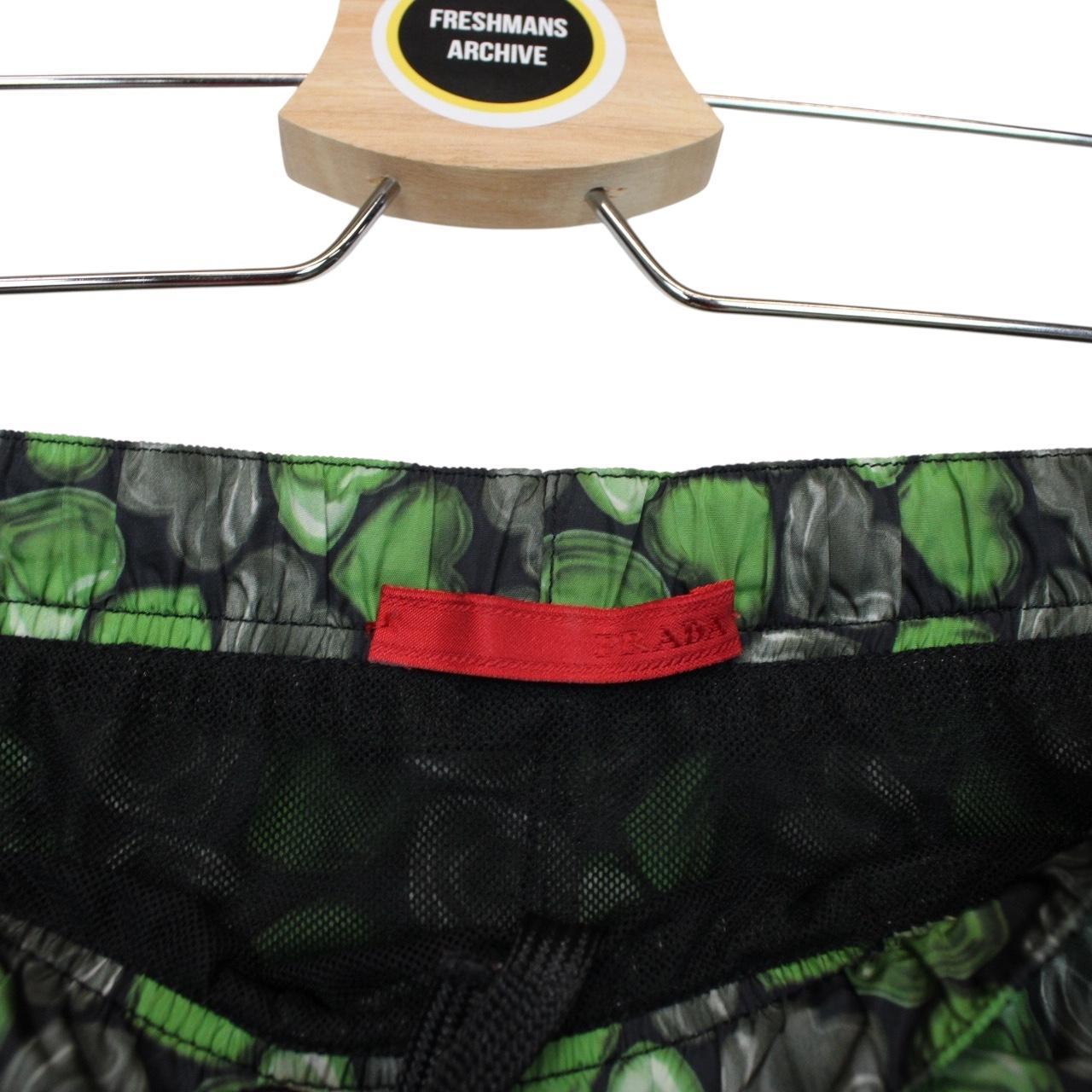 Prada 2008 Green and Black Love Hearts Nylon Swim Shorts