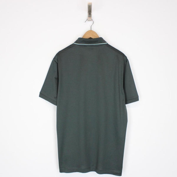 Hugo Boss Green Polston Short Sleeve 1/4 Zip Cotton Polo Shirt