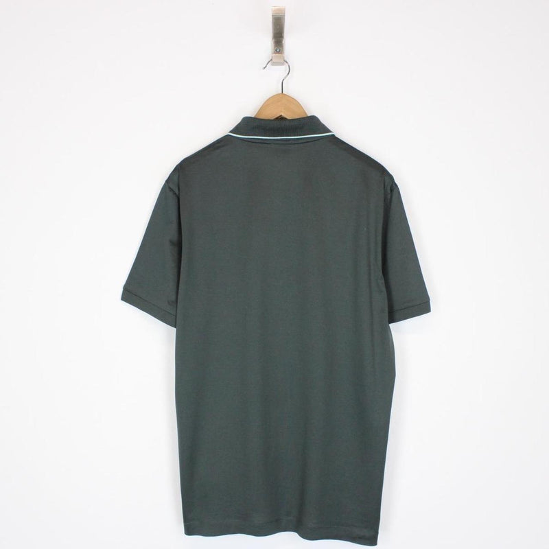 Hugo Boss Green Polston Short Sleeve 1/4 Zip Cotton Polo Shirt