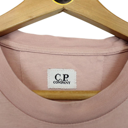 CP Company Pink Blurry Logo Cotton Short Sleeve T-Shirt