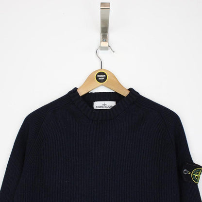 Stone Island AW 2016 Navy Blue Ribbed Wool Knit Jumper