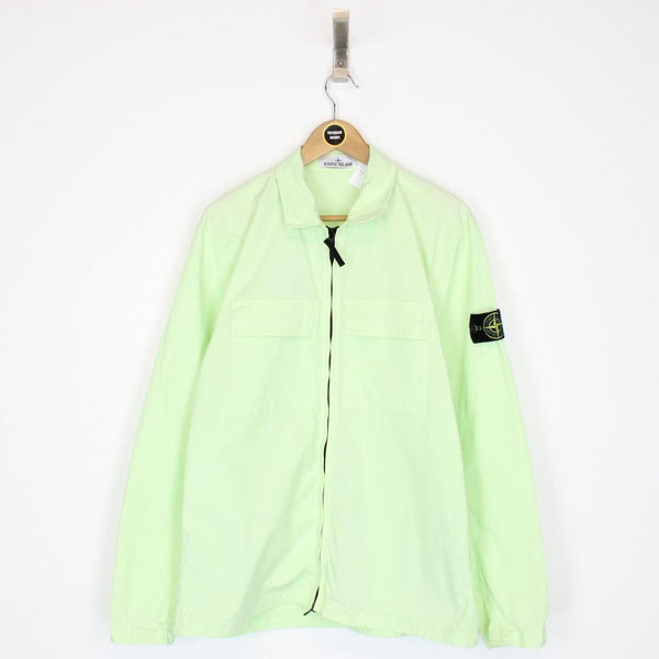 Stone Island SS 2023 Light Green Full Zip Cotton Overshirt Jacket