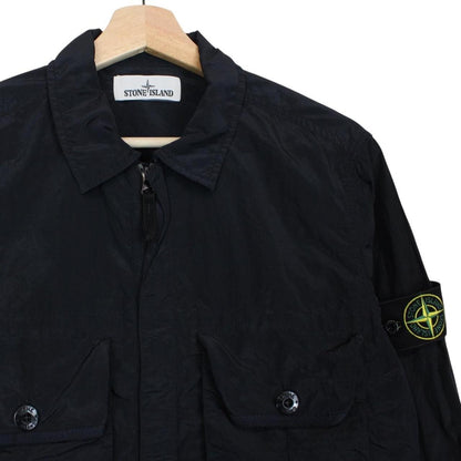 Stone Island SS 2017 Navy Blue Full Zip Nylon Metal Overshirt Jacket