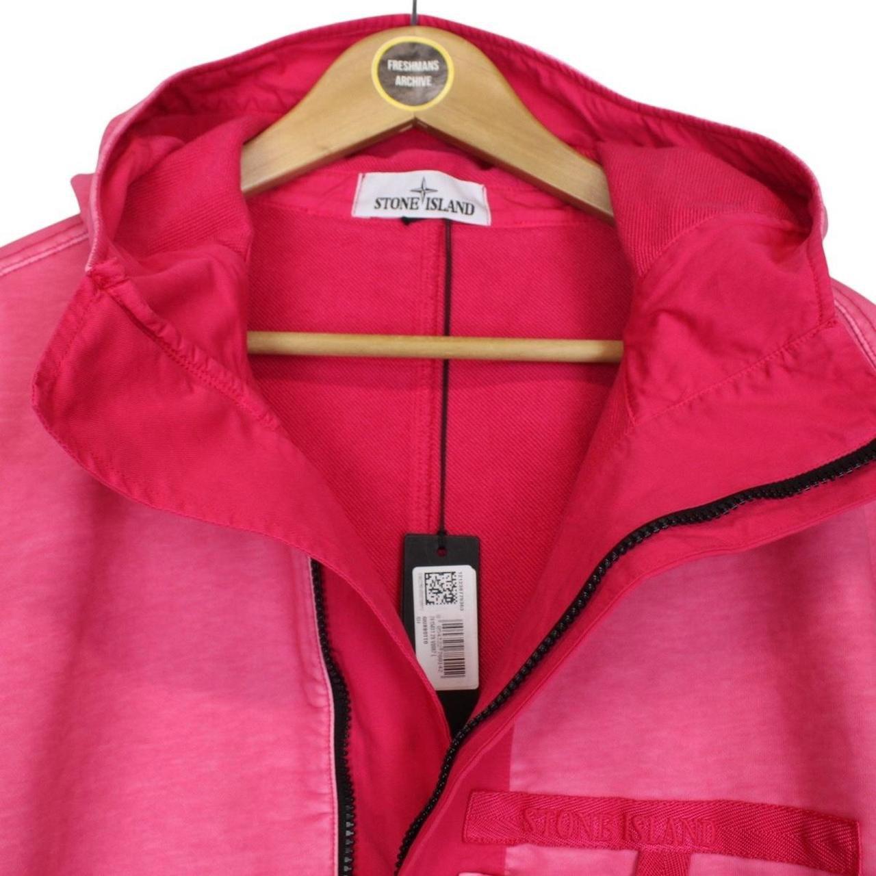Stone Island SS 2022 Pink Felpa Diagonale Gommata 1/4 Zip Smock Jacket