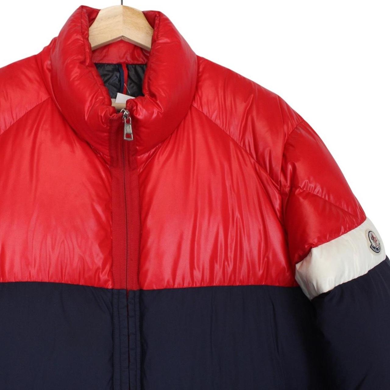 Moncler Konic Navy Blue and Red Full Zip Down Jacket