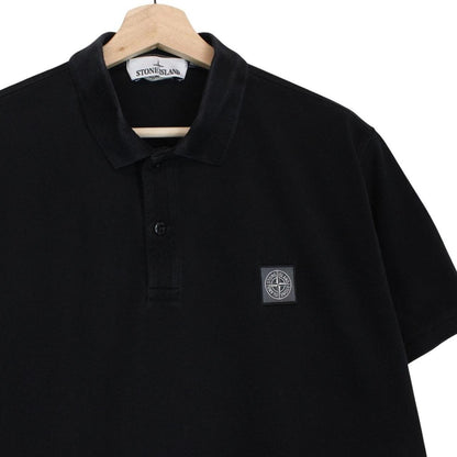 Stone Island AW 2022 Black Short Sleeve Compass Cotton Polo Shirt