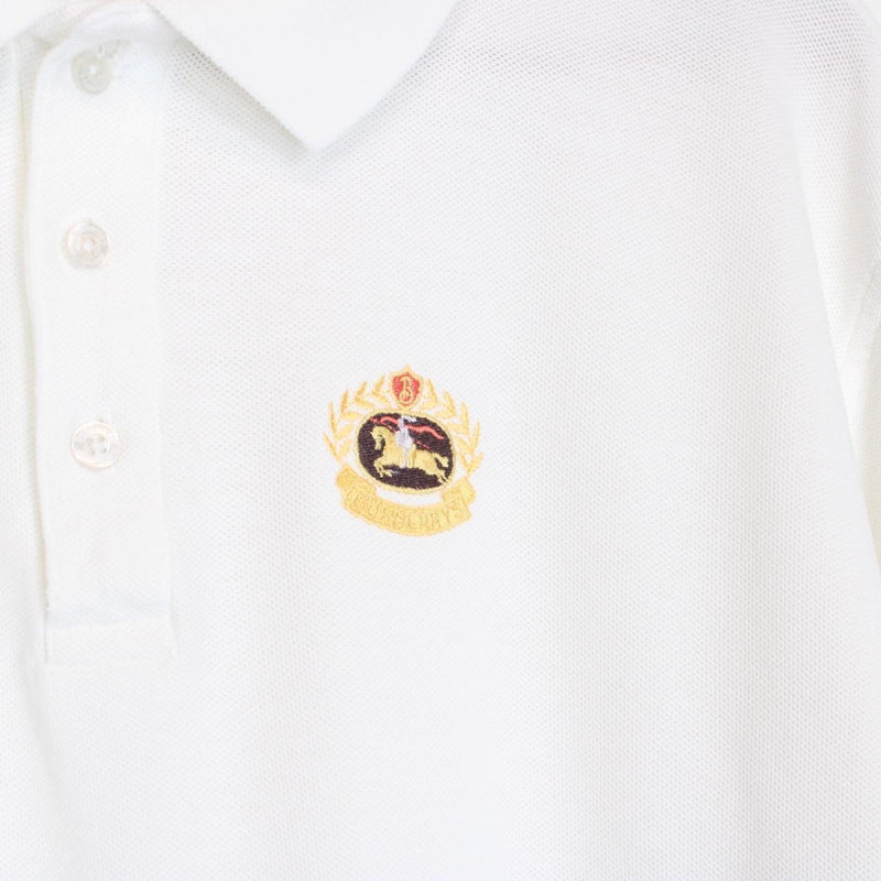Vintage 90s Burberry White Short Sleeve Cotton Polo Shirt
