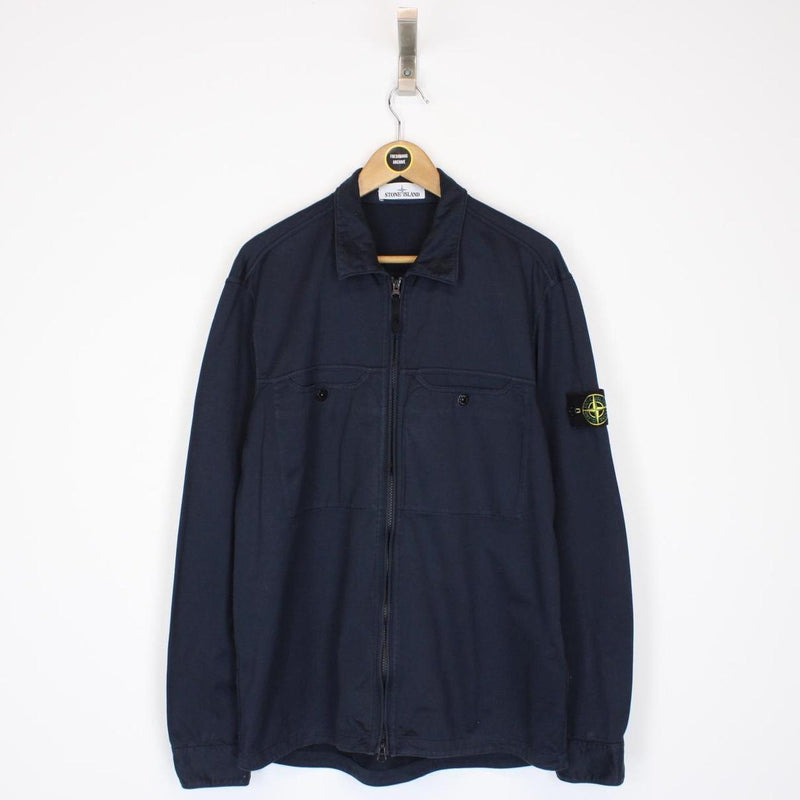 Stone Island SS 2016 Navy Blue Full Zip Cotton Overshirt Jacket