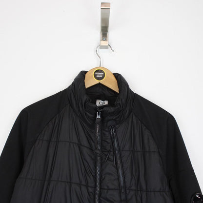 CP Company Black Quilted Hybrid Soft Shell Full Zip Lens Jacket