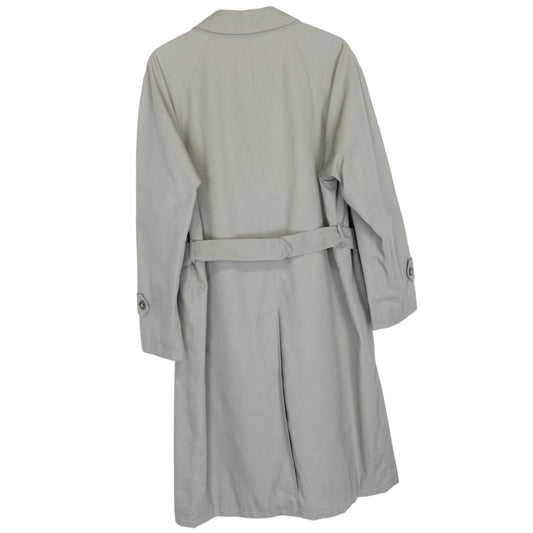 Burberry green trench coat with Nova Check pattern and single-breasted design.