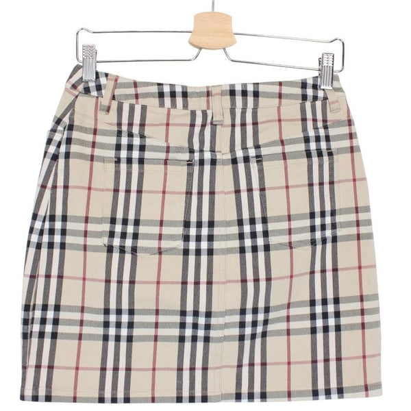 Vintage Burberry London Beige Nova Check Denim Skirt