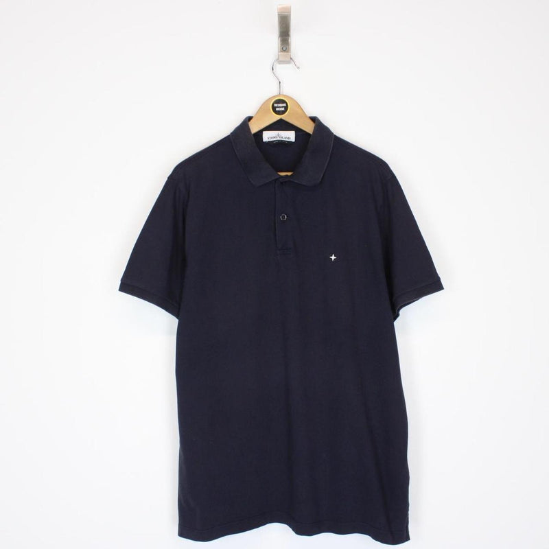 Stone Island SS 2021 Navy Blue Short Sleeve Compass Polo Shirt