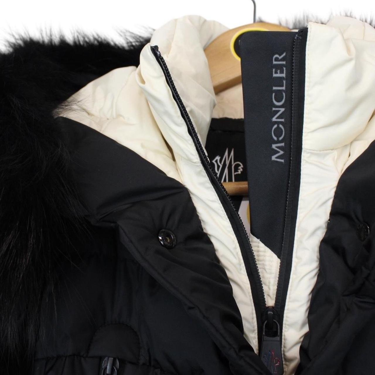 Moncler Grenoble Beverley Black Fur Hooded Belted Down Ski Jacket