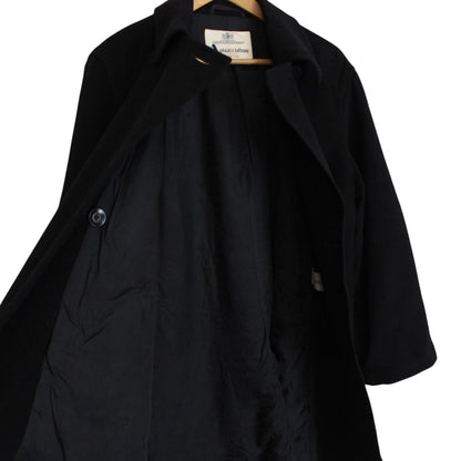 Vintage Aquascutum Black Cashmere Wool Blend Double Breasted Coat