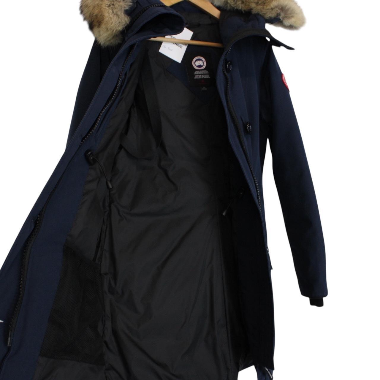 Canada Goose Navy Blue Rossclair Parka Down Coat with Fur Trim