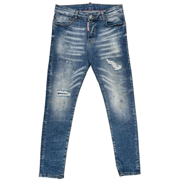 Dsquared2 Blue Wash Distressed Skater Slim Fit Jeans