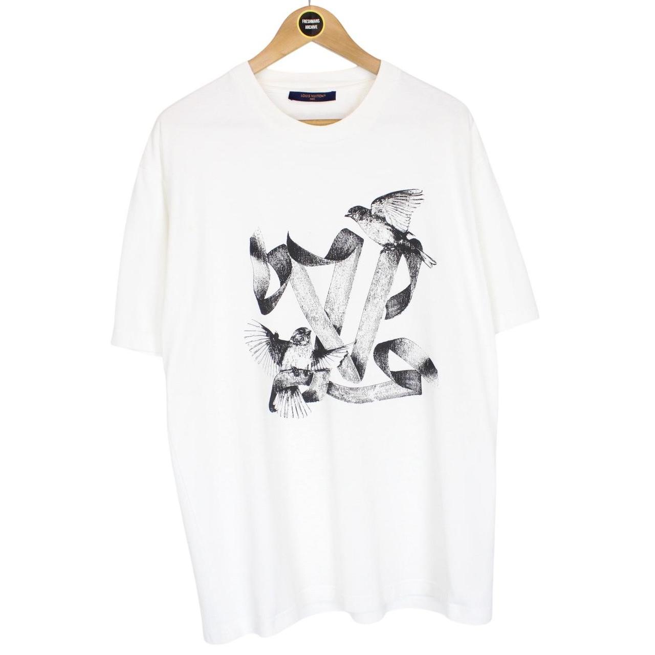 Louis Vuitton LV White Birds Print Short Sleeve Cotton T-Shirt