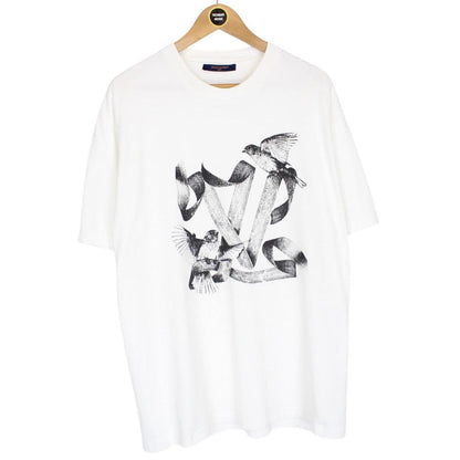 Louis Vuitton LV White Birds Print Short Sleeve Cotton T-Shirt