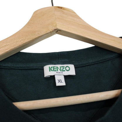 Kenzo green and white pocket t-shirt with logo print and cotton material.