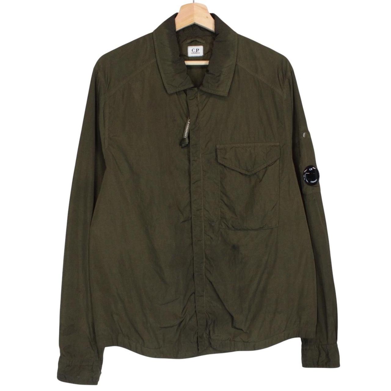 CP Company Khaki Green Chrome Nylon Garment Dyed Lens Overshirt Jacket