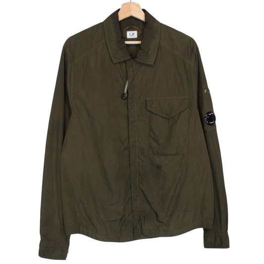 CP Company Khaki Green Chrome Nylon Garment Dyed Lens Overshirt Jacket