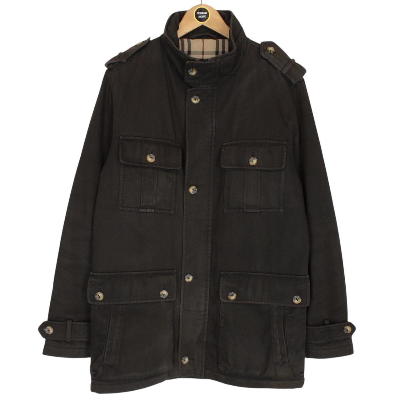 Burberry London Brown Multi Pocket Nova Check Lined Cotton Jacket