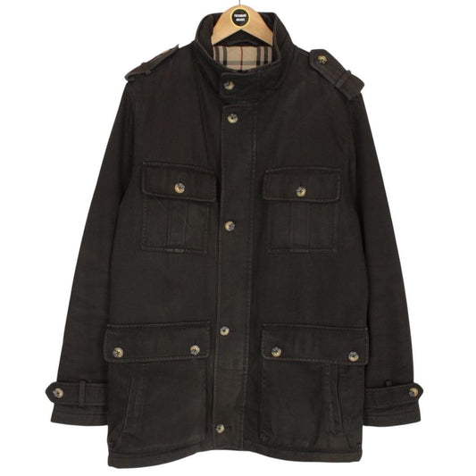 Burberry London Brown Multi Pocket Nova Check Lined Cotton Jacket