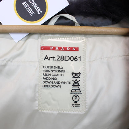 Prada Silver Resin Coated Nylon Fox Fur Collar Down Jacket