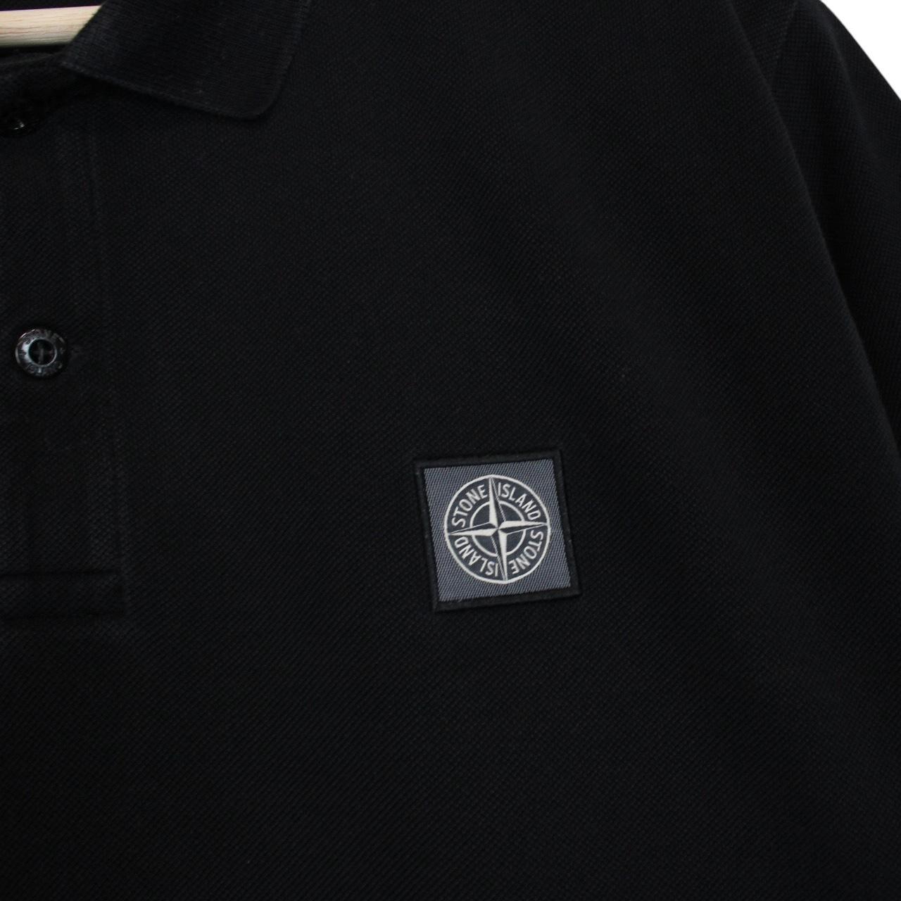 Stone Island AW 2022 Black Short Sleeve Compass Cotton Polo Shirt
