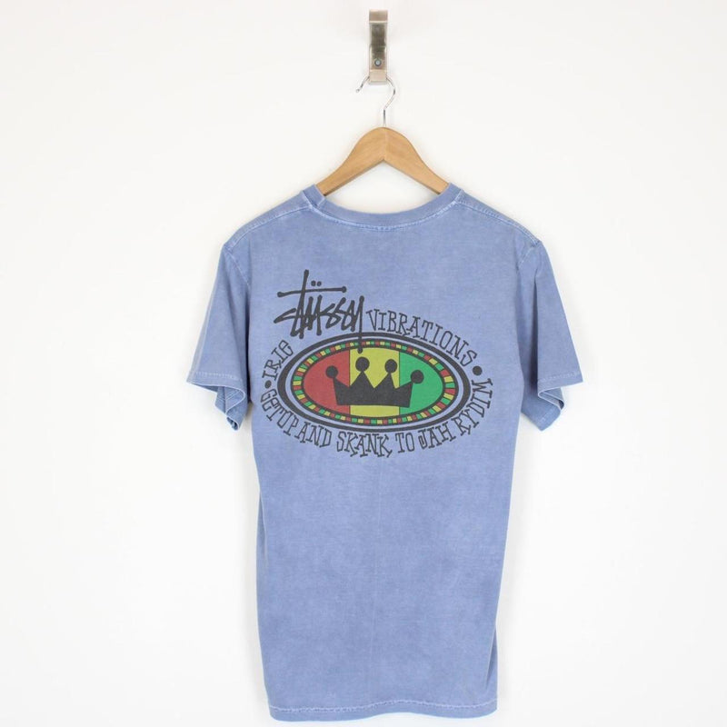 Stussy Blue Short Sleeve Rasta Print T-Shirt