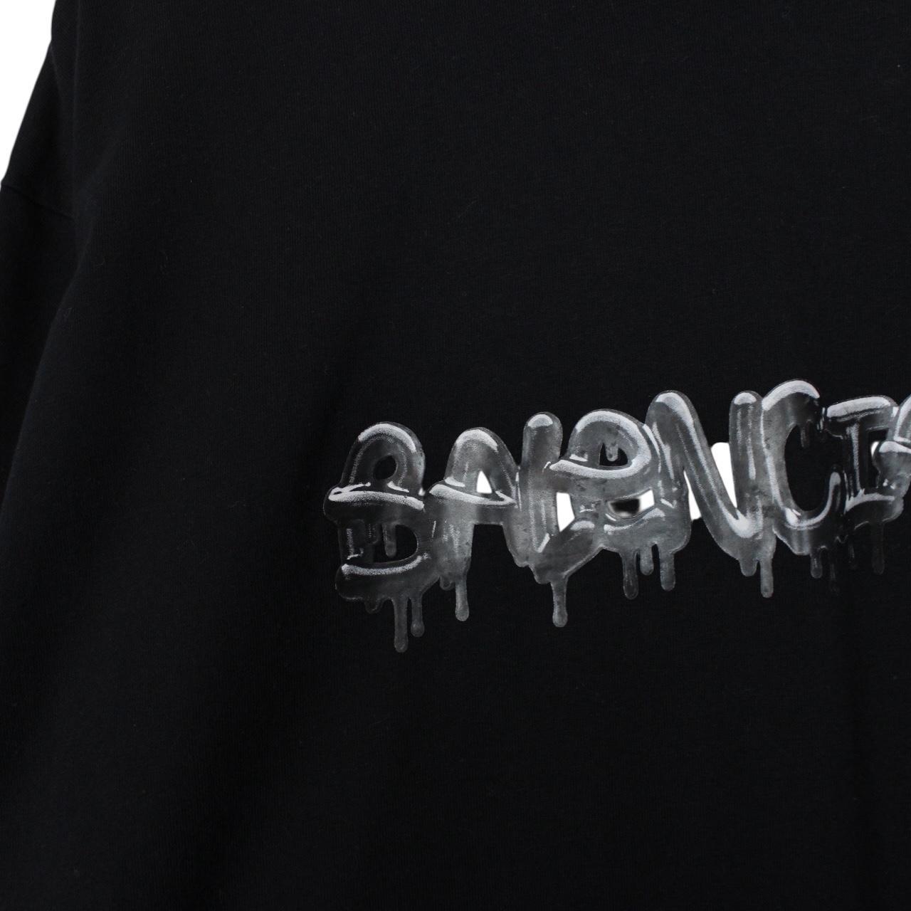 Balenciaga Black Slime Logo Print Short Sleeve Cotton T-Shirt
