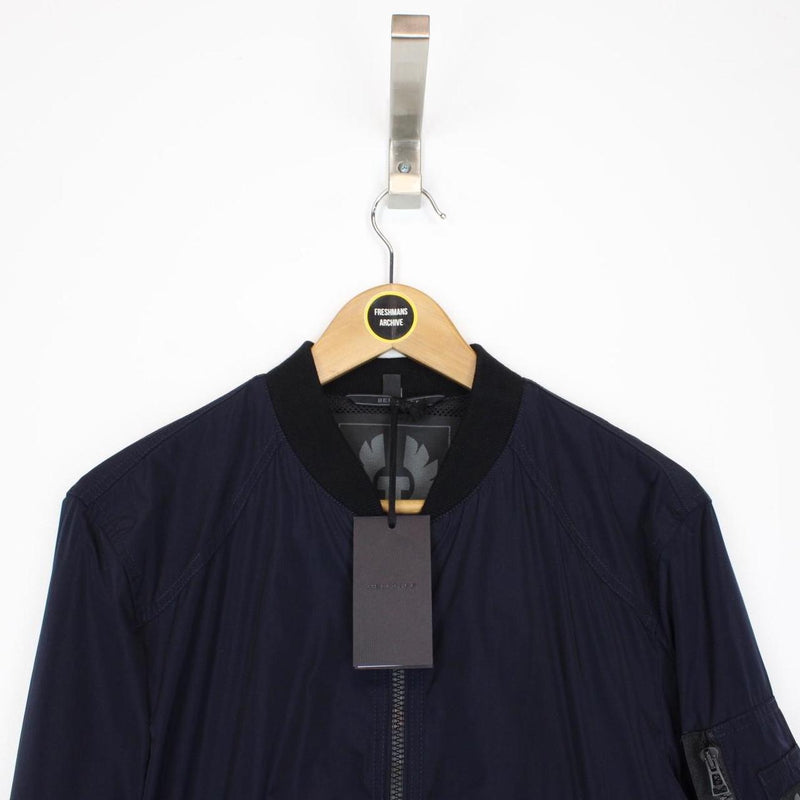 Belstaff Mallison Navy Blue Nylon Bomber Jacket