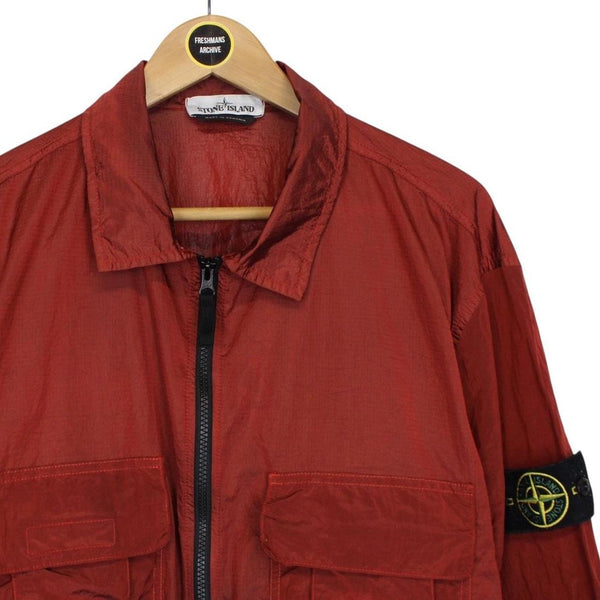 Stone Island SS 2019 Burnt Orange Nylon Metal Ripstop Overshirt Jacket