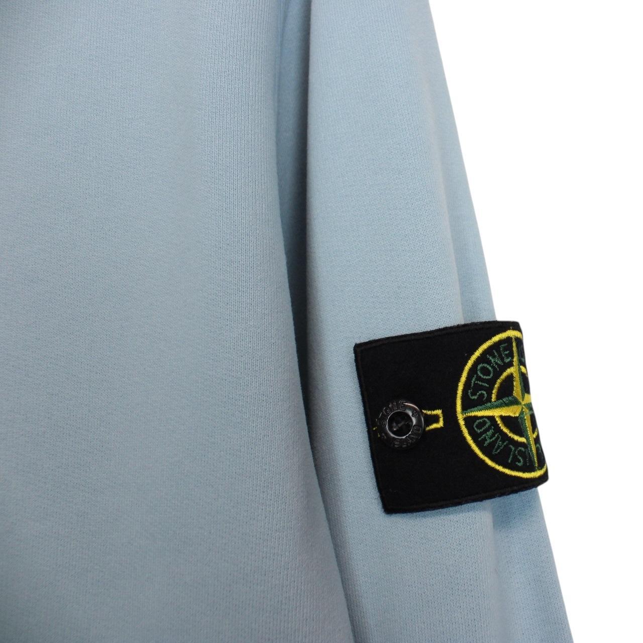 Stone Island AW 2023 Light Blue Crew Neck Cotton Sweatshirt Jumper