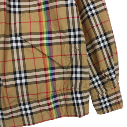 Burberry Tan and Beige Rainbow Nova Check Full Zip Harrington Jacket